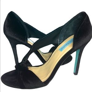 Betsey Johnson Abi Black Velvet Heeled Sandals